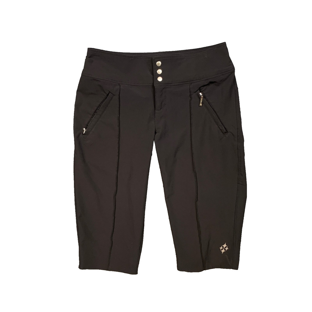 JoFit Shorts Womens 2 Black Golf Bermuda Snap Buttons Performance Contoured Golf
